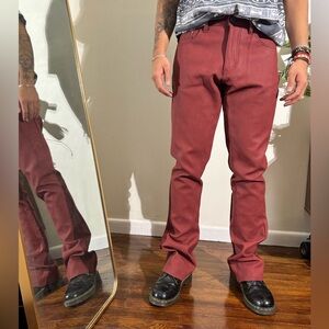 Men’s faux leather burgendy pants
